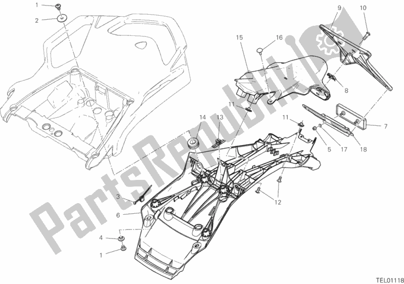 Tutte le parti per il 27a - Portatarga del Ducati Multistrada 1260 ABS 2020